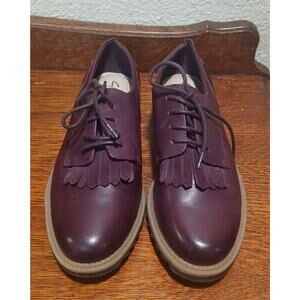 Clarks Somerset Leather Oxfords Women Sz 8 Griffin Mabel Burgundy Kiltie